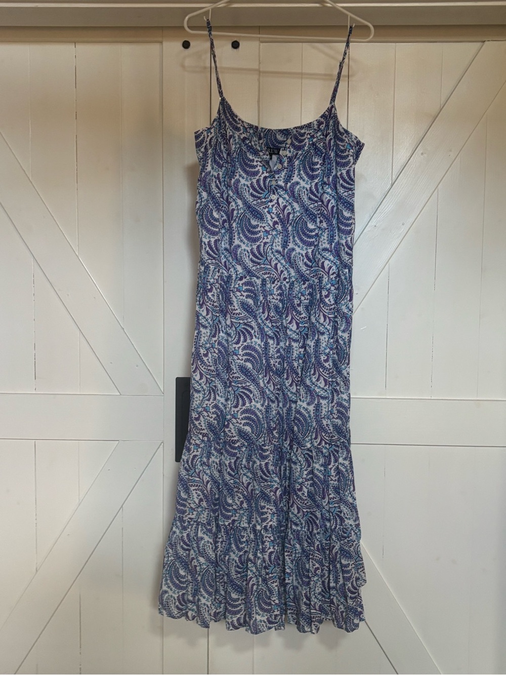 J. Crew Blue Paisley Spaghetti-Strap Maxi Dress